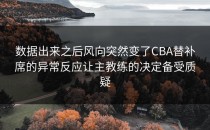 数据出来之后风向突然变了CBA替补席的异常反应让主教练的决定备受质疑
