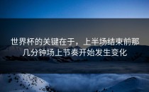 世界杯的关键在于，上半场结束前那几分钟场上节奏开始发生变化